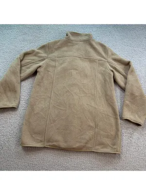 L.L.Bean Women’s Polartec Fleece Coat Tan Button Front Jacket Medium thumbnail 2