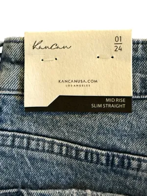 KanCan NWT Evelyn Mid Rise Slim Straight Leg Rhinestone Side Stripe Size 1/24 thumbnail 8