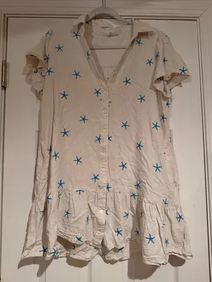 Jane and Delancey Cream Starfish Embroidered Button-Down Dress thumbnail 2