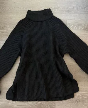 Topshop Black Ribbed Turtleneck Sweater thumbnail 1