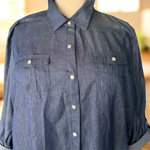 NWT!Blue Sparkles Pocket Snap Up Cuffed Sleeves Size 3X thumbnail 4