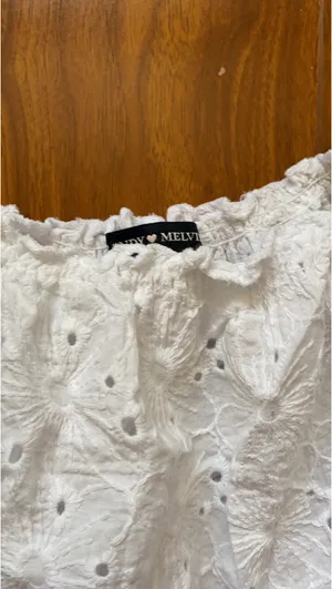 Brandy Melville White Lace short sleeve top thumbnail 2