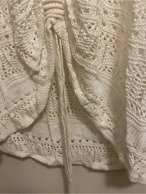 Womens M Medium 38” Tank Top White Crochet Knit V Neck Boho Beach Festival thumbnail 4