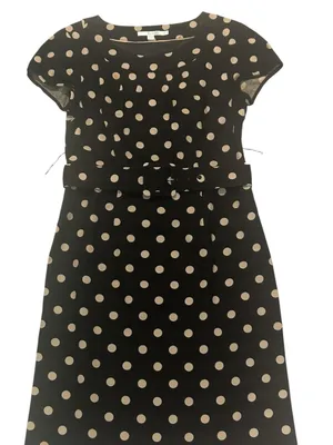 Boden‎ Black Sheath Dress with Tan Polka Dots thumbnail 1