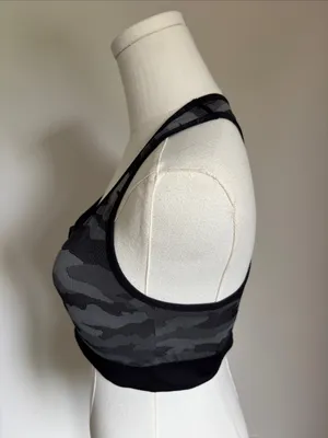 Avia Black & Gray Camo Front Zip Racerback Sports Bra thumbnail 3