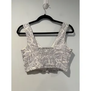 Madewell Linen Vest Crop Top 00 Floral Tropical Coastal Festival Travel Vaction thumbnail 2