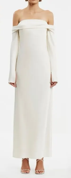 NEW Significant Other Nadia Off the Shoulder Long Sleeve Satin Maxi Dress sz 6 thumbnail 1