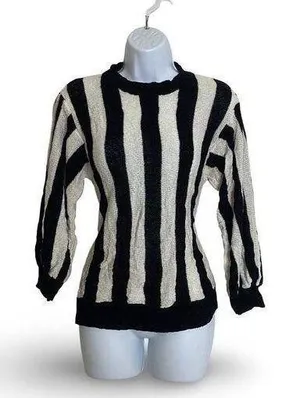 Vintage OHI Striped Sweater Black Size M thumbnail 1