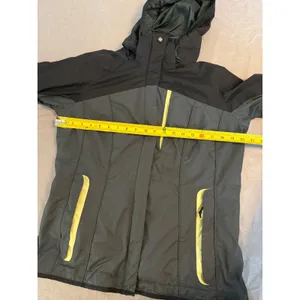 Columbia Interchange Hooded Jacket Womens Medium Black Grey‎ Neon Yellow Shell thumbnail 4