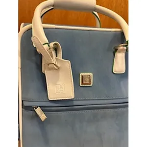 Diane von Furstenberg Rolling Suitcase Blue White Trim Carry On Luggage 19 Inch thumbnail 2