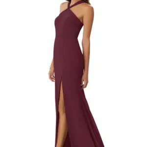 Azazie Burgundy Halter Wedding Dress thumbnail 2
