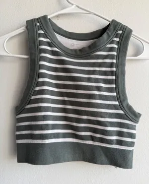 OFFLINE by Aerie Womens XS Sage Green Striped Seamless Medium Support Crop Tank thumbnail 1