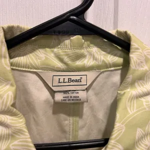 LL Bean Womens Green Floral Print Lightweight Jacket L Cotton Fisherman‎ Spring thumbnail 4