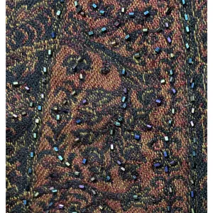 Lg Antique‎ Collectors Club RTM Beaded Shawl Cashmere Silk Blend Global Vintage thumbnail 4