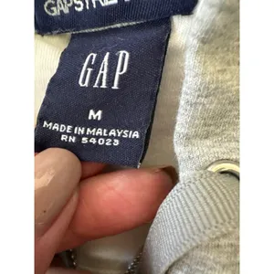 GAP Gray Zip Up Hoodie Sweatshirt with Elbow Patches‎ Size Medium y2k thumbnail 3
