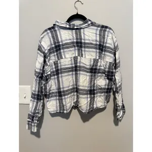 Abercrombie & Fitch Soft A&F Collection Plaid Flannel Shirt Blue White Medium thumbnail 3