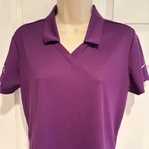 Nike Golf Dri-FIT Purple Polo Shirt Womens Medium NWT Altria Logo Top 354067-543 thumbnail 1