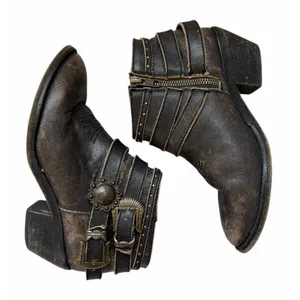 Circle G Distressed Leather Zip Ankle Western Boots Style P5101 Women's Size 7.5 thumbnail 6