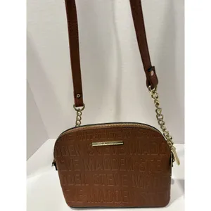 Steve Madden Handbag Bmarilyn Cognac Stamped Logo Gold Hardware thumbnail 2