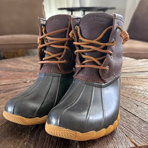 Sperry Saltwater Brown & Black ‘Tan’ Leather Duck Boot thumbnail 3