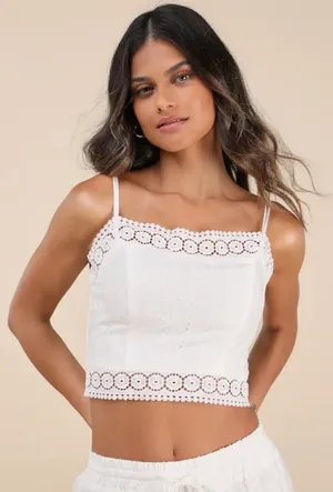 Lulus White Crop Top Lace thumbnail 1