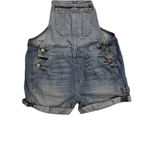 Abercrombie & Fitch Medium Wash Denim Shortalls Overalls XS Utility Bib‎ Pocket thumbnail 5