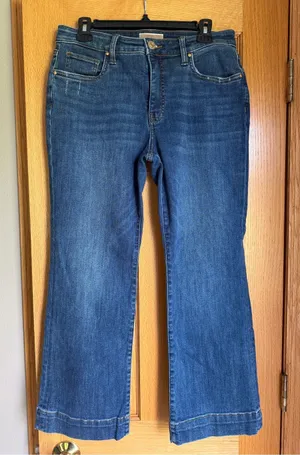 KUT from the Kloth Kelsey Fab Ab Ankle Flare Jeans Blue Denim Women’s 8P Petite thumbnail 1