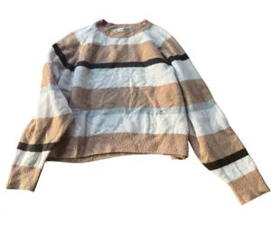 Urban Outfitters Striped Knit Sweater Women's Small‎ Crew Neck Long Sleeve Beige thumbnail 1