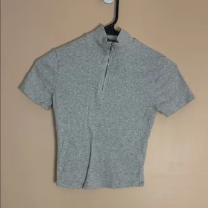 Garage Light Gray Zip Mock Neck Tee thumbnail 1