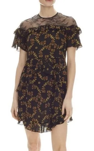 Sandro Alderic mini dress Black Lace Size 40 US 8 Whimsy Goth Ruffle Layer thumbnail 1