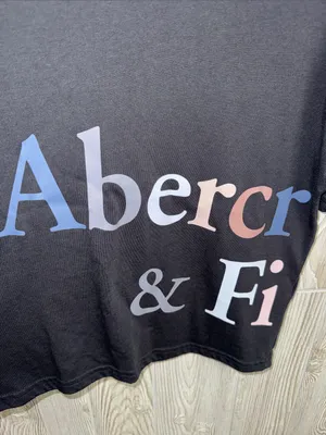 Abercrombie & Fitch Black Crop Tee with Pastel Logo Panel thumbnail 3