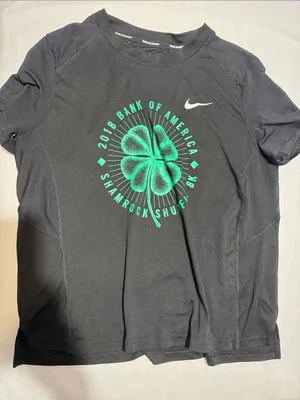 Nike Black Dri-Fit Running Tee with Green Accent thumbnail 1