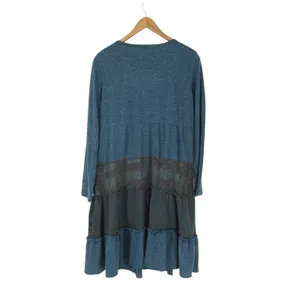 Pretty Angel Dress Long Sleeve Tiered Blue Gray Knit Embellished‎ Size M Fairy thumbnail 2
