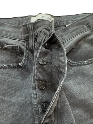 KanCan Women’s 7/27 Black Distressed High Rise Wide Leg Button Fly Denim Jeans thumbnail 13