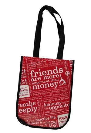 Lululemon Friends are More Important Than Money Shopping Tote Bag Red Black thumbnail 15