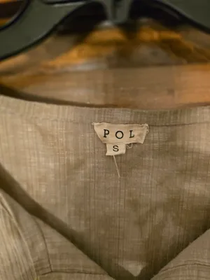 POL Woman’s Long-Sleeve Taupe Henley Shirt thumbnail 2