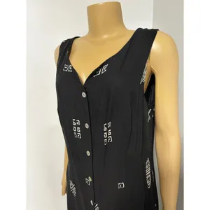 Coldwater Creek Black White Tribal Print Button Front Maxi Dress Caged Back 16 thumbnail 3