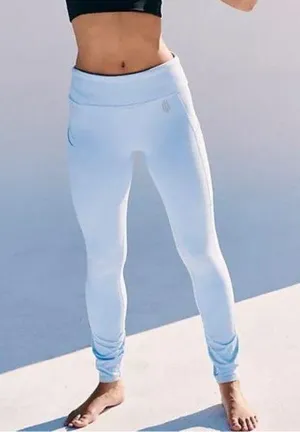 Free People Movement Never Better Fold Over Light Blue Leggings Size Small NWOT thumbnail 1