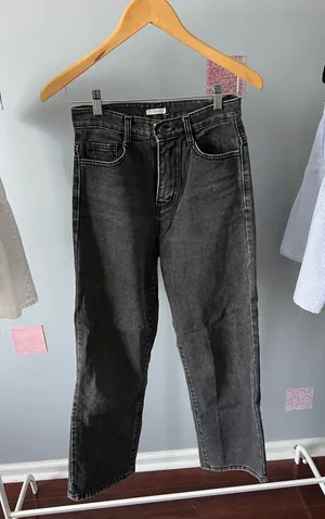 Black wide leg jeans Size 4 thumbnail 1