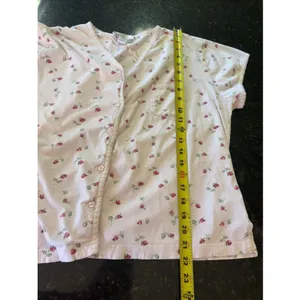 Oscar De La Renta Pajama Top Sz XL Pink Floral Cottage Core Top Only thumbnail 7