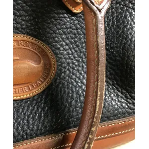 Vintage Dooney & Bourke USA Black Pebble Leather Dome Satchel British Tan Bag thumbnail 4