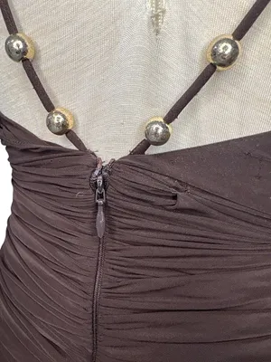 Ronny Kobo Anya V-Neck Column Jersey Maxi Dress in Chocolate Brown XSmall Womens thumbnail 8
