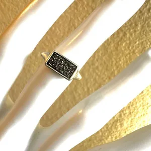 Kendra Scott black druzy   silver plated  ring thumbnail 3