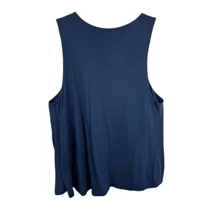Banana Republic‎ Womens Navy Blue Twisted Shoulder Rayon Scoop Neck Tank Top L thumbnail 2