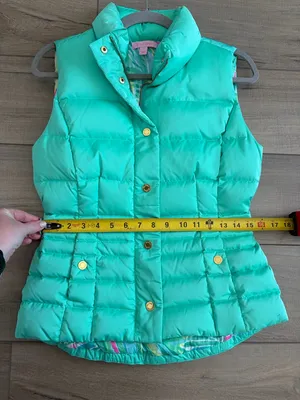 Lilly Pulitzer Isabelle Teal Green Sleeveless Down Filled Puffer Vest S thumbnail 9