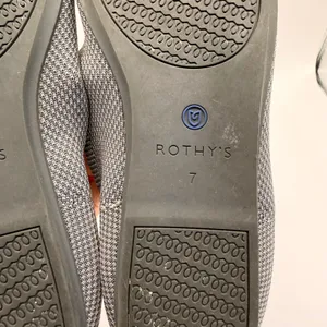 Rothy's The Flat Grey Knit Round Toe Flats Women Size 7 Blue Halo Red Insole thumbnail 6