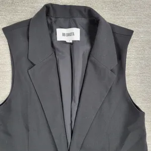 BB Dakota Malcolm Blazer Vest Womens Small Black Notched Lapel Long Line Evening thumbnail 6