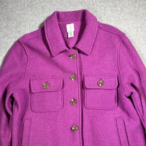 Joie Medium Jacket Button Boiled Wool Purple Pockets Shacket Womens Long Sleeve‎ thumbnail 7