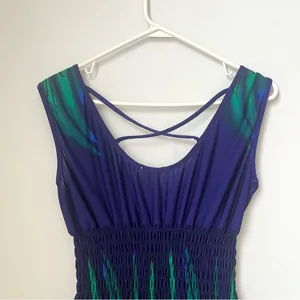Raya Sun Sleeveless Dress Womens Size Medium Blue Green Turquoise Peacock thumbnail 6