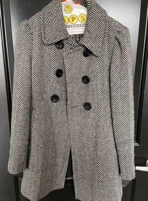 Guess Double Breasted Wool Coat Jacket In Small thumbnail 2